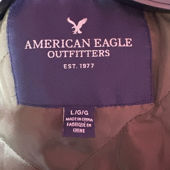 American Eagle Green Bomber Jacket Lightweight Relaxed Fit - Picture 4 of 6